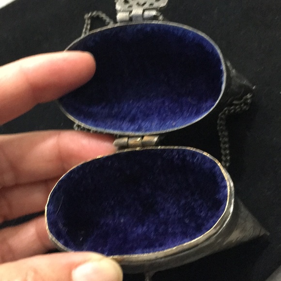 VTG antique Silver Necklace Pendant Locket Pocket Chain - Picture 5 of 7